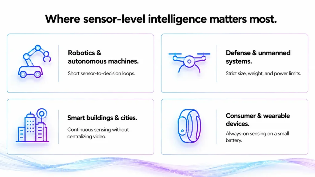 Intelligent vision sensor use cases in robotics, defense, and smart buildings